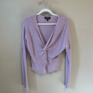 Express light purple v neck twist front sweater size small